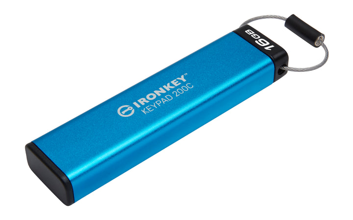 IKKP200C/16GB - Pen Drive de 16GB IronKey Keypad 200 c/ criptografia FIPS 140-3, XTS-AES 256bit, multi senhas, (R=145MB/s; W=115MB/s) - conector USB-C.