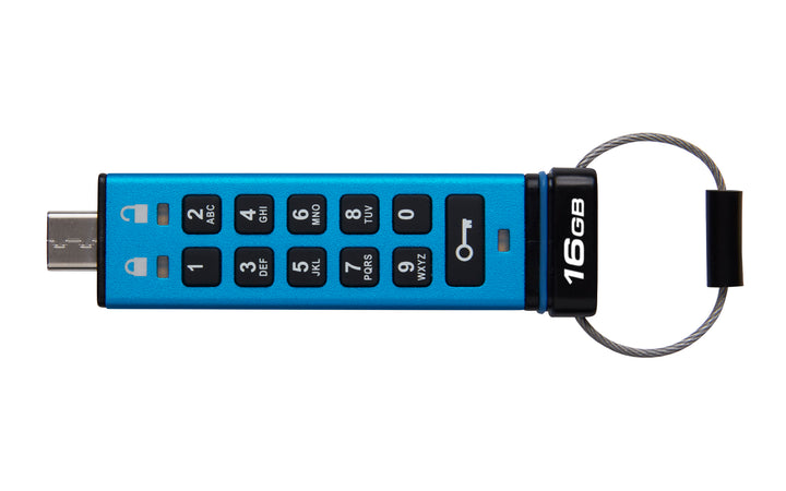 IKKP200C/16GB - Pen Drive de 16GB IronKey Keypad 200 c/ criptografia FIPS 140-3, XTS-AES 256bit, multi senhas, (R=145MB/s; W=115MB/s) - conector USB-C.