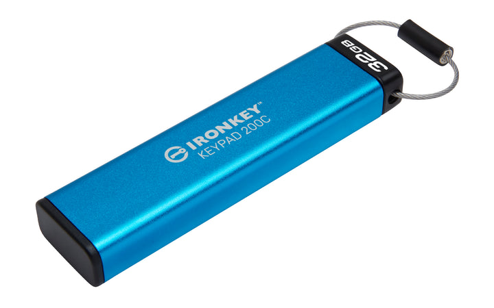 IKKP200C/32GB - Pen Drive de 32GB IronKey Keypad 200 c/ criptografia FIPS 140-3, XTS-AES 256bit, multi senhas, (R=145MB/s; W=115MB/s) - conector USB-C.