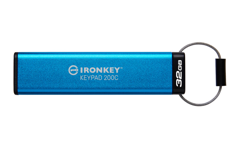IKKP200C/32GB - Pen Drive de 32GB IronKey Keypad 200 c/ criptografia FIPS 140-3, XTS-AES 256bit, multi senhas, (R=145MB/s; W=115MB/s) - conector USB-C.