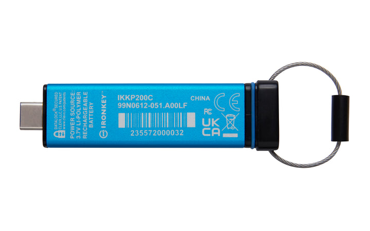 IKKP200C/128GB - Pen Drive de 128GB IronKey Keypad 200 c/ criptografia FIPS 140-3, XTS-AES 256bit, multi senhas, (R=280MB/s; W=200MB/s) - conector USB-C.