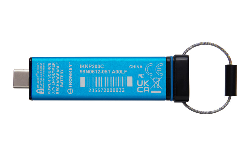 IKKP200C/256GB - Pen Drive de 256GB IronKey Keypad 200 c/ criptografia FIPS 140-3, XTS-AES 256bit, multi senhas, (R=280MB/s; W=200MB/s) - conector USB-C.