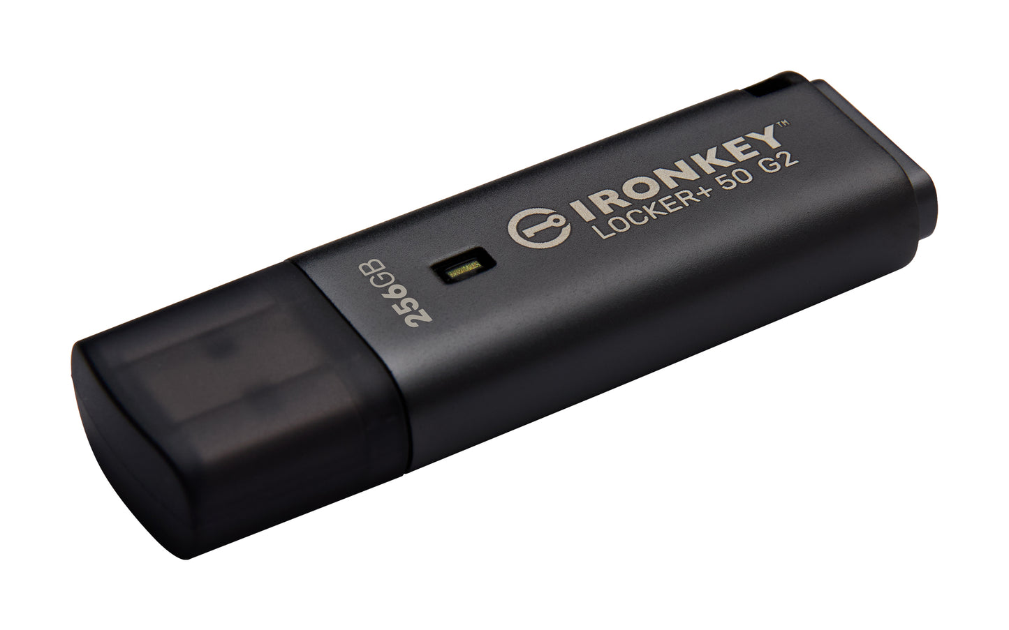 IKLP50G2/256GB - Pen Drive de 256GB IronKey Locker+ 50 G2, c/ criptografia FIPS 197, AES-256, multi senhas (R=145MB/s; W=115MB/s).