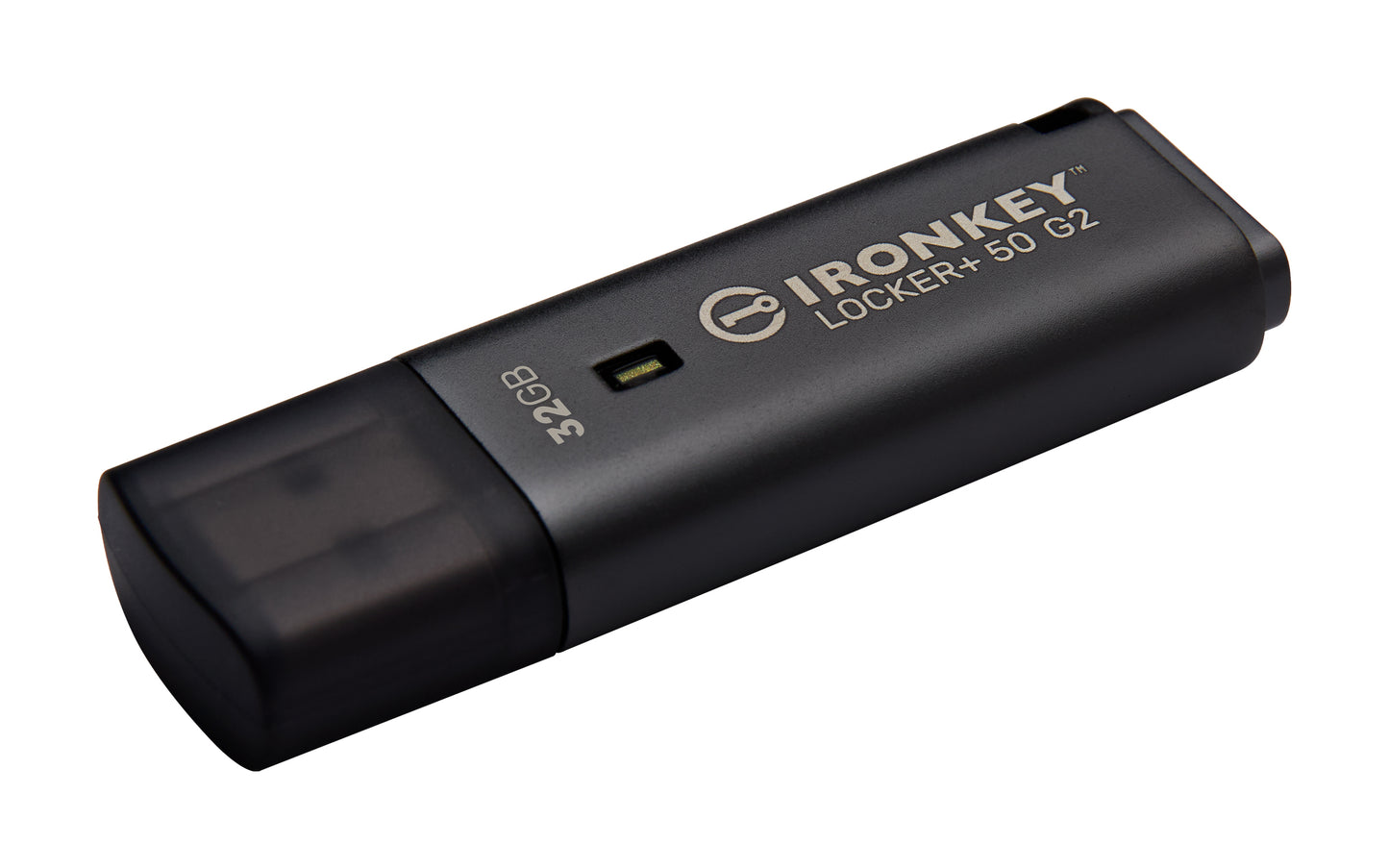 IKLP50G2/32GB - Pen Drive de 32GB IronKey Locker+ 50 G2, c/ criptografia FIPS 197, AES-256, multi senhas (R=145MB/s; W=115MB/s).