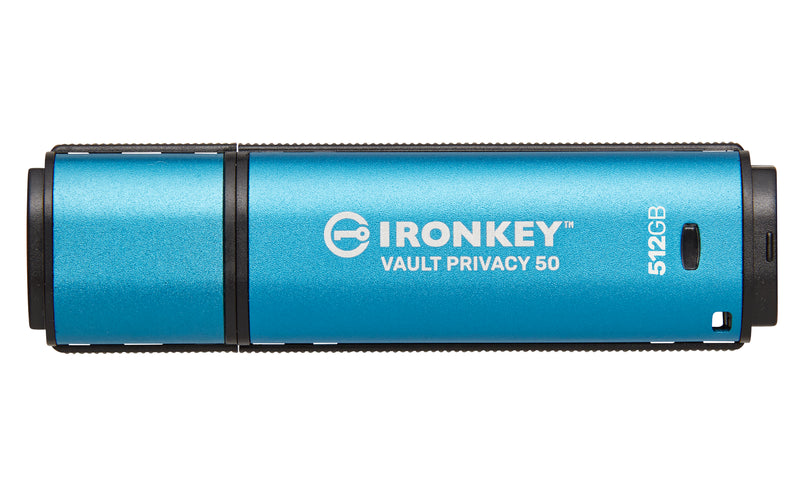 IKVP50/512GB - Pen Drive de 512GB IronKey Vault Privacy 50, com certificação FIPS 197 e criptografia XTS-AES de 256 bits.