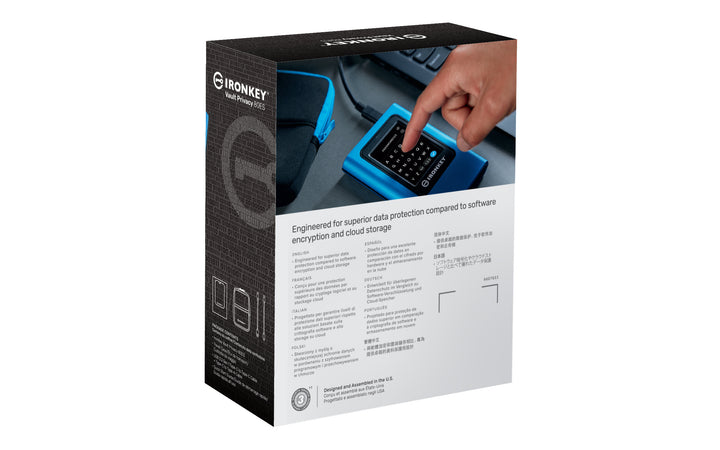 IKVP80ES/3840G - SSD Externo de 3,84TB IronKey Vault Privacy 80, com certificação FIPS 197 e criptografia XTS-AES de 256 bits.