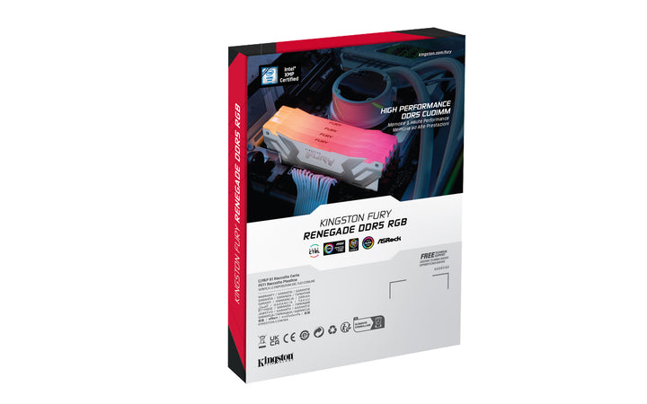 KF588CU42RWA-24 - Módulo de memória de 24GB CUDIMM DDR5 8800Mhz FURY Renegade RGB White 1,4V 1Rx8 288 pinos para desktop / gamers.