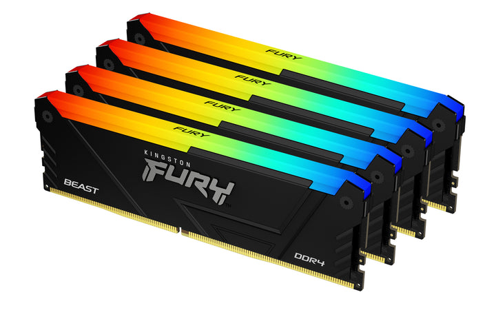 KF432C16BB2AK4/64 - Kit de memórias de 64GB (4 x 16GB) DIMM DDR4 3200Mhz FURY Beast RGB 1,35V CL16 1Rx8 288 pinos para desktop/gamers.