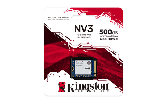 SNV3SM3/500G - SSD Mini de 500GB padrão NV3 formato M.2 2230 NVMe 4.0 Gen 4x4 ultra rápido (Leitura/Gravação: 5000/3000 MB/s).