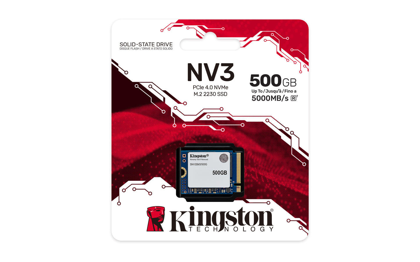 SNV3SM3/500G - SSD Mini de 500GB padrão NV3 formato M.2 2230 NVMe 4.0 Gen 4x4 ultra rápido (Leitura/Gravação: 5000/3000 MB/s).