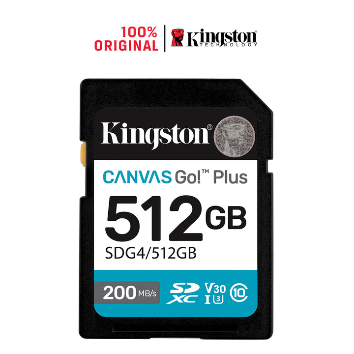SDG4/512GB - Cartão de memória padrão SD de 512GB Canvas Go Plus (Leitura = 200MB/s) Classe 10 U3 V30