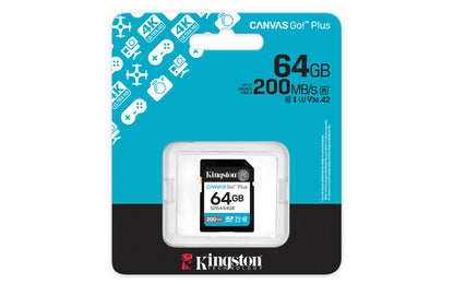 SDG4/64GB - Cartão de memória padrão SD de 64GB Canvas Go Plus (Leitura = 200MB/s) Classe 10 U3 V30