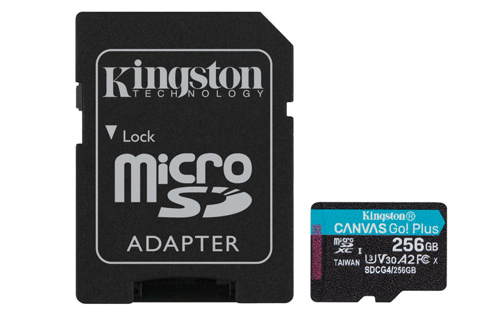 SDCG4/256GB - Cartão de memória padrão micro SD de 256GB Canvas Go Plus (Leitura = 200MB/s) Classe 10 U3 V30 (com adaptador para SD).