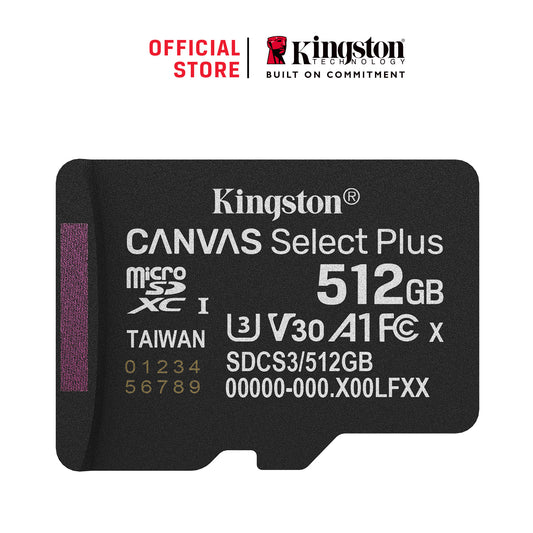 SDCS3/512GB - Cartão de memória microSD de 512GB Canvas Select Plus Gen3 - Leitura: 150MB/s - Classe 10 - U3 - V30