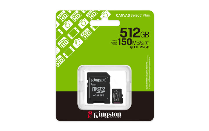 SDCS3/512GB - Cartão de memória microSD de 512GB Canvas Select Plus Gen3 - Leitura: 150MB/s - Classe 10 - U3 - V30