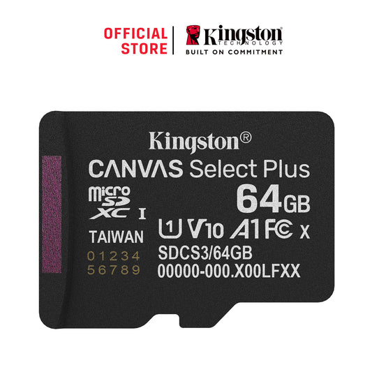 SDCS3/64GB - Cartão de memória microSD de 64GB Canvas Select Plus Gen3 - Leitura: 100MB/s - Classe 10 - U1 - V10