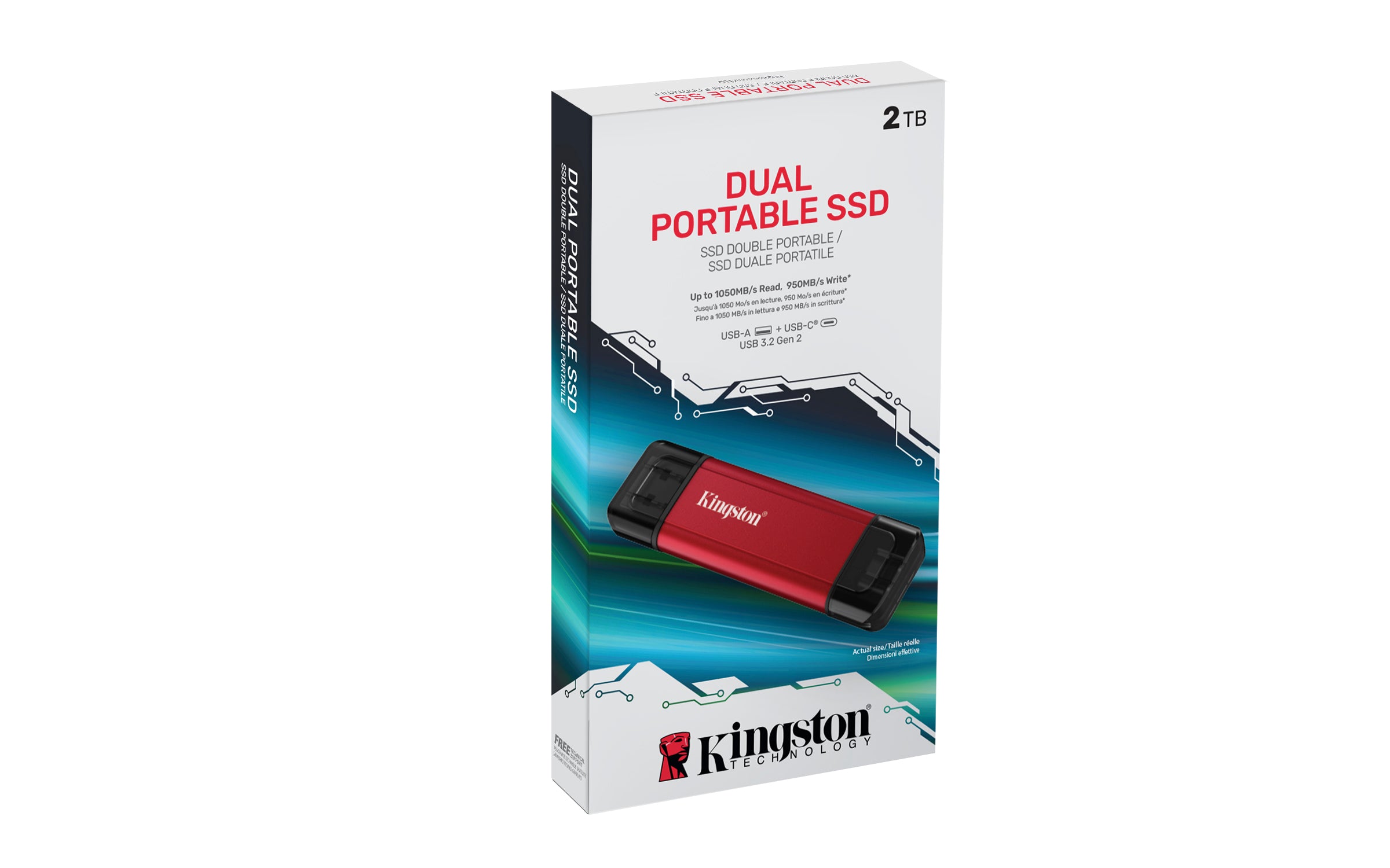 SPSD/2TB - SSD de 2TB USB 3.2 Gen.2 Portátil Dual com conexão USB