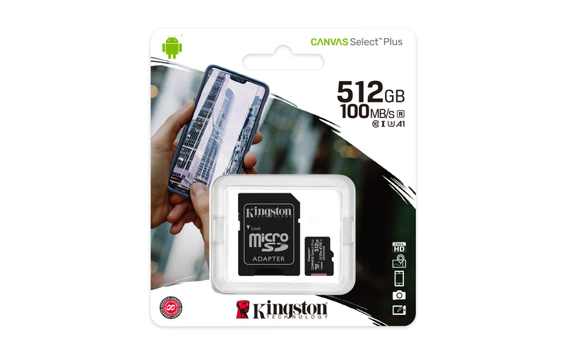 SDCS2/512GB - Cartão de memória microSD de 512GB Canvas Select Plus - Leitura: 100MB/s - Classe 10 com adaptador SD