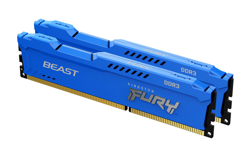 KF316C10BK2/8 - Kit de memórias de 8GB (2 x 4GB) DIMM DDR3 1600Mhz FURY Beast Blue 1,5V 1Rx8 240 pinos para desktop/gamers.