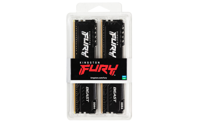 KF432C16BBK2/16 - Kit de memórias de 16GB (2 x 8GB) DIMM DDR4 3200Mhz FURY Beast Black 1,35V CL16 1Rx8 288 pinos para desktop/gamers.
