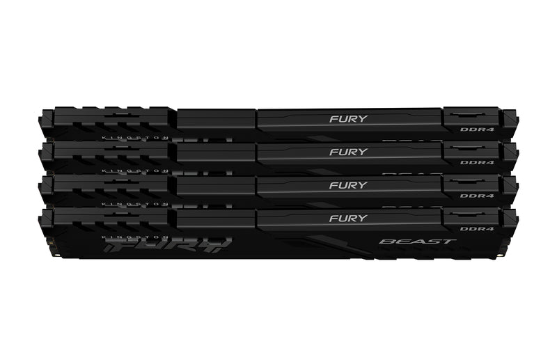 KF426C16BBK4/64 - Kit de memórias de 64GB (4 x 16GB) DIMM DDR4 2666Mhz FURY Beast Black 1,2V 1Rx8 288 pinos para desktop/gamers.