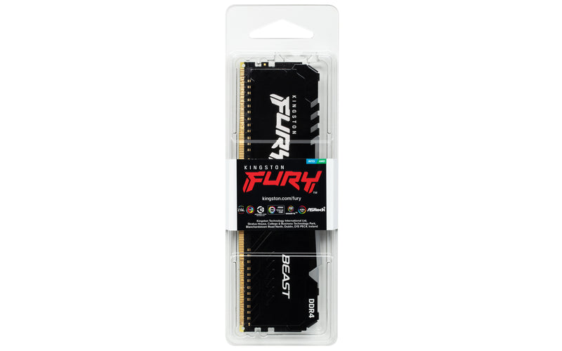 KF436C17BBA/8 - Memória de 8GB DIMM DDR4 3600Mhz FURY Beast RGB 1,35V CL17 1Rx8 288 pinos para desktop/gamers.