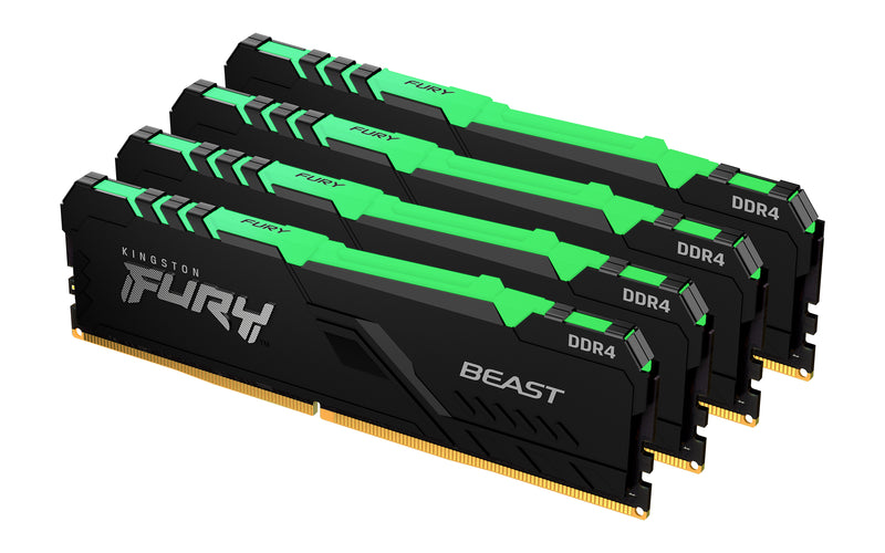 KF436C17BBAK4/32 - Kit de memórias de 32GB (4 x 8GB) DIMM DDR4 3600Mhz FURY Beast RGB 1,35V CL17 1Rx8 288 pinos para desktop/gamers.