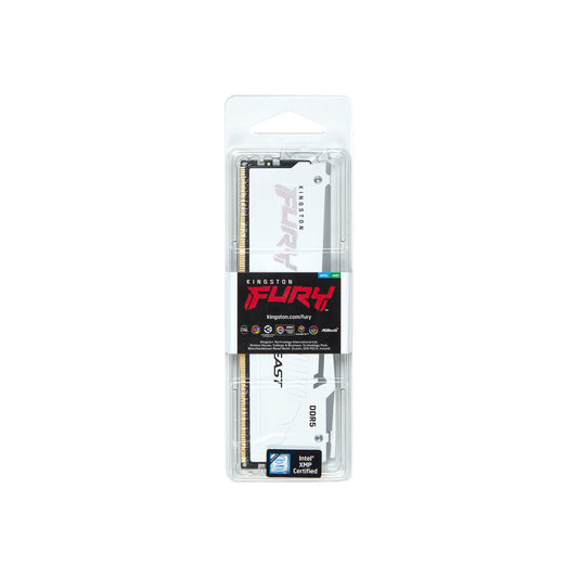 KF552C36BWEA-16 - Módulo de memória de 16GB DIMM DDR5 5200Mhz CL36 FURY Beast White RGB 1,25V 1Rx8 288 pinos para desktop / gamers.