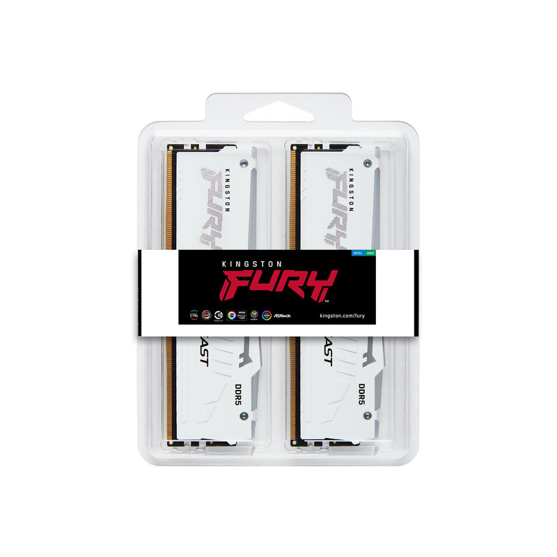 KF556C40BWAK2-32 - Kit de módulos de memória de 32GB (2 x 16GB) DIMM DDR5 5600Mhz FURY Beast White RGB 1,25V 1Rx8 288 pinos para desktop / gamers.