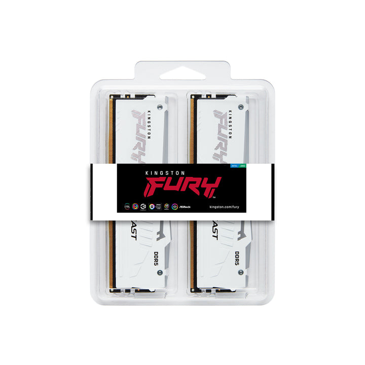 KF560C36BWEAK2-64 - Kit de módulos de memória de 64GB (2 x 32GB) DIMM DDR5 6000Mhz CL36 FURY Beast White RGB 1,35V 2Rx8 288 pinos para desktop / gamers.