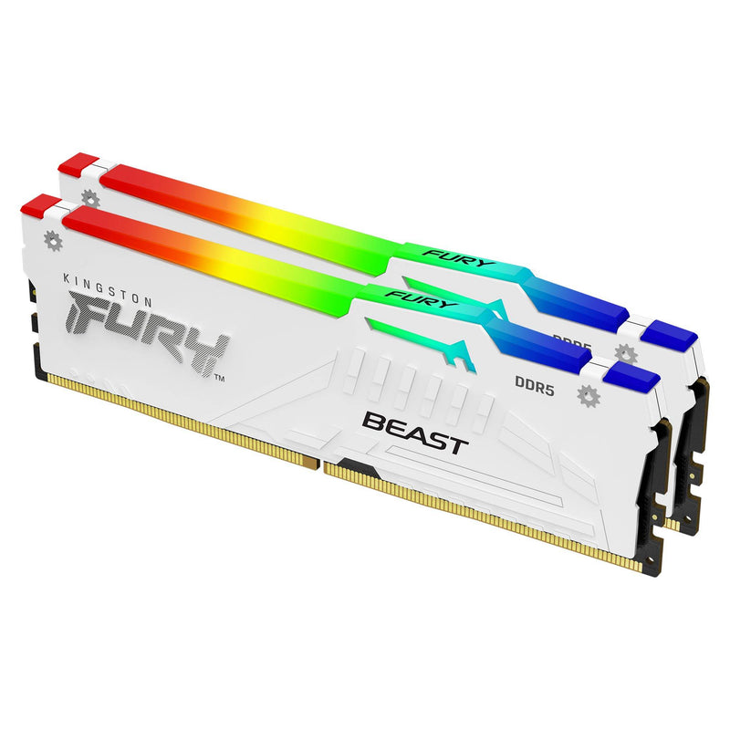 KF556C36BWEAK2-32 - Kit de módulos de memória de 32GB (2 x 16GB) DIMM DDR5 5600Mhz CL36 FURY Beast White RGB 1,25V 1Rx8 288 pinos para desktop / gamers.