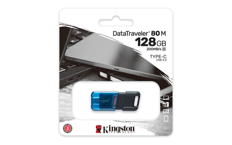 DT80M/128GB - Pen drive de 128GB USB 3.2 Geração1 USB-C (Tipo C) Série 80M.