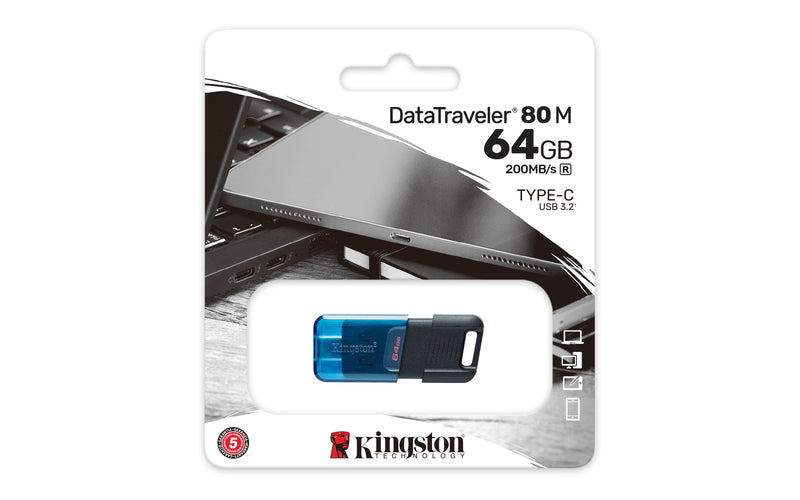 DT80M/64GB - Pen drive de 64GB USB 3.2 Geração1 USB-C (Tipo C) Série 80M.