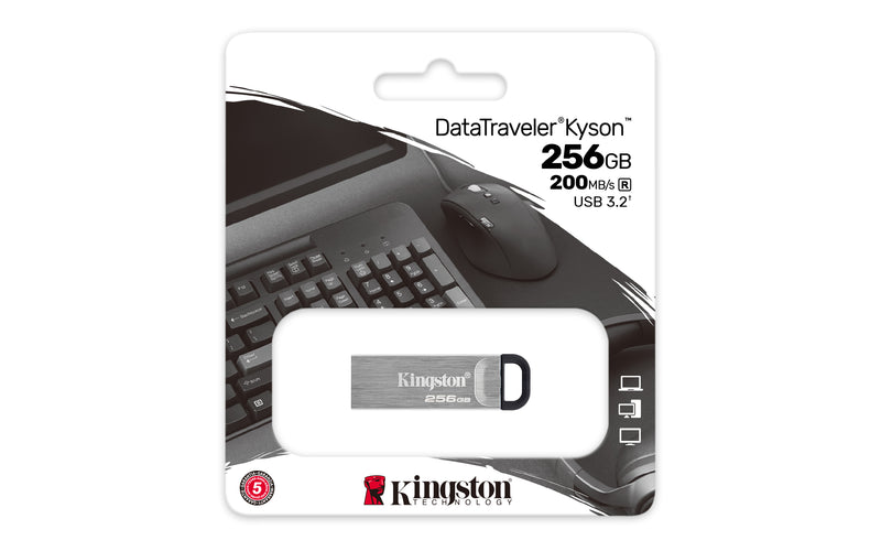 DTKN/256GB - Pen drive Kyson de 256GB padrão USB velocidade 3.2 Geração 1 (até 200MB/seg,)