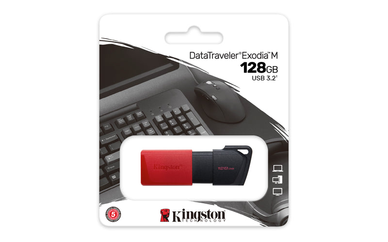 DTXM/128GB - Pen Drive de 128GB Exodia M padrão USB 3.2 Ger.1 (preto e vermelho).