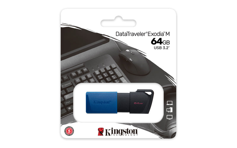 DTXM/64GB - Pen Drive de 64GB Exodia M padrão USB 3.2 Ger.1 (preto e azul).