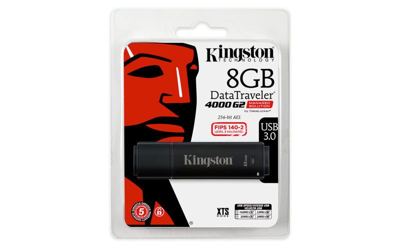 DT4000G2DM/8GB - Pen Drive de 8GB USB 3.0 Data Traveler Série 4000G2 c/ criptografia AES 256bits