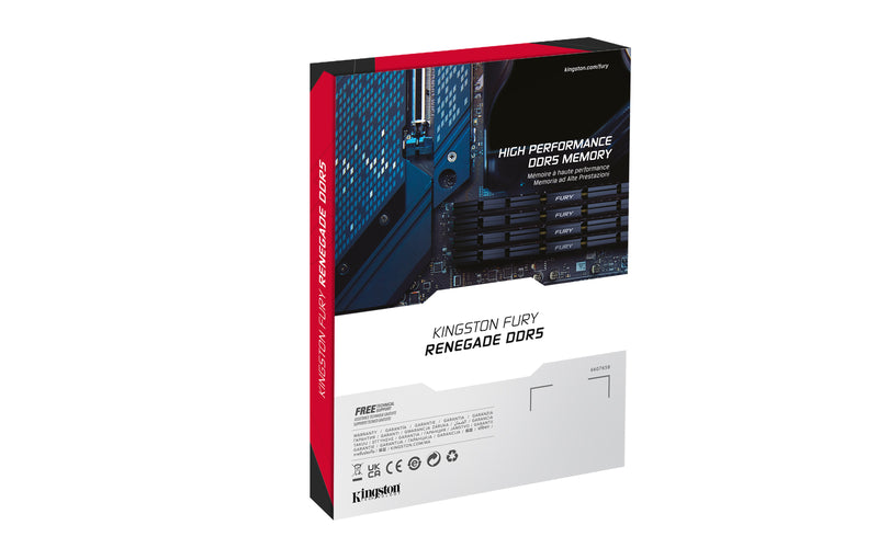 KF572C38RS-16 - Módulo de memória de 16GB DIMM DDR5 7200Mhz FURY Renegade Silver 1,45V 1Rx8 288 pinos para desktop / gamers.