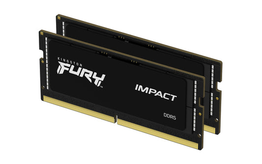 KF548S38IBK2-64 - Kit de módulos de memória de 64GB (2 x 32GB) SODIMM DDR5 4800MT/s FURY Impact Black 1,1V 2Rx8 262p para notebooks/gamers. "VERIFIQUE A LISTA DE EQUIPAMENTOS COMPATÍVEIS NO FINAL DA DESCRIÇÃO OU CONSULTE O CONFIG. DE MEMÓRIA DO SITE"