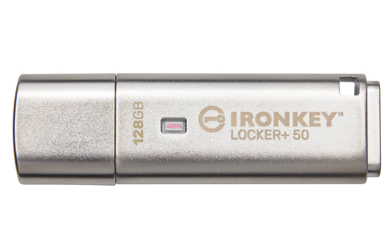 IKLP50/128GB - Pen Drive de 128GB IronKey c/ criptografia XTS-AES, multi senhas, backup aut. (R=145MB/s; W=115MB/s).