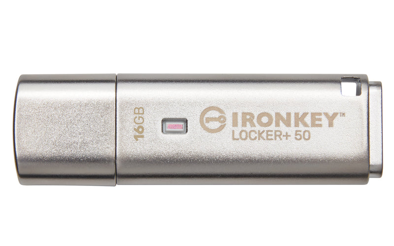 IKLP50/16GB - Pen Drive de 16GB IronKey c/ criptografia XTS-AES, multi senhas, backup aut. (R=145MB/s; W=115MB/s).