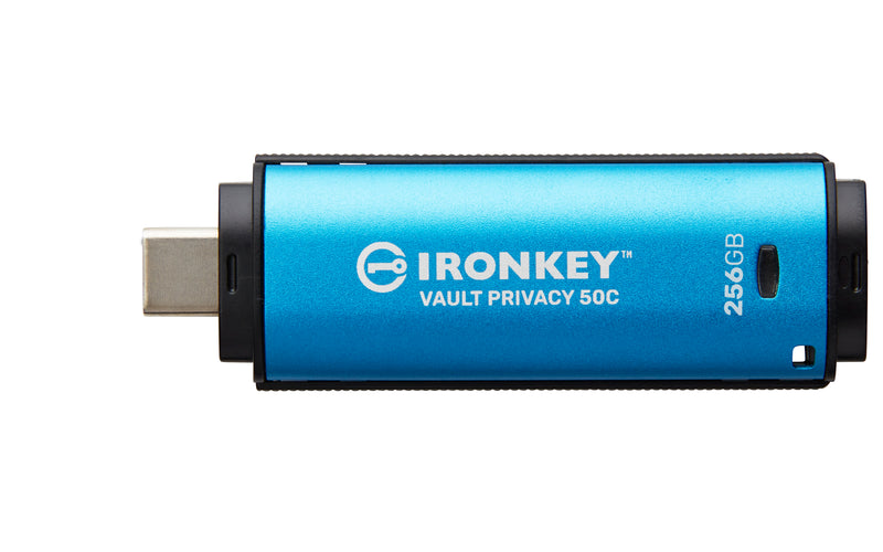 IKVP50C/256GB - Pen Drive de 256GB USB-C (Tipo C) IronKey Vault Privacy 50, com certificação FIPS 197 e criptografia XTS-AES de 256 bits.