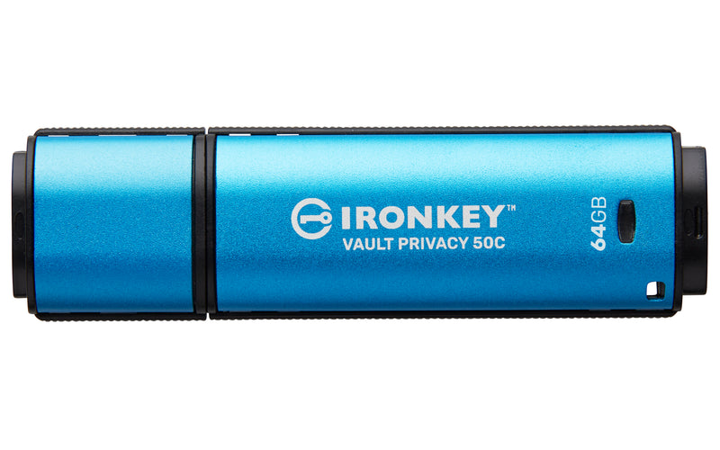 IKVP50C/64GB - Pen Drive de 64GB USB-C (Tipo C) IronKey Vault Privacy 50, com certificação FIPS 197 e criptografia XTS-AES de 256 bits.