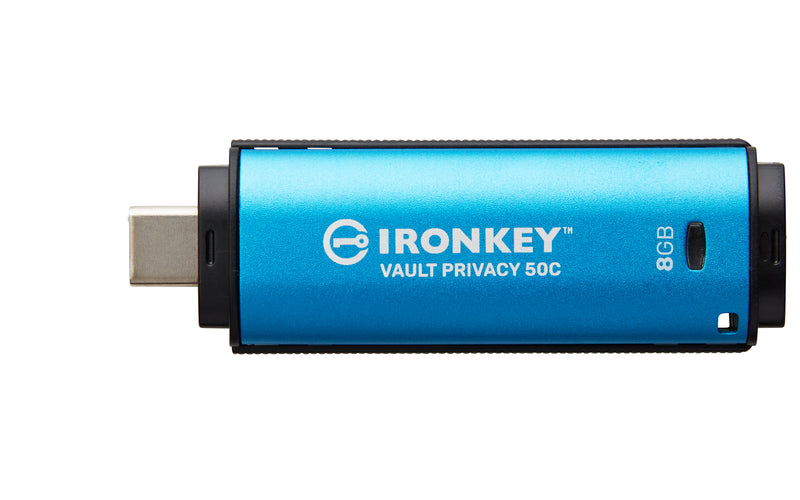 IKVP50C/8GB - Pen Drive de 8GB USB-C (Tipo C) IronKey Vault Privacy 50, com certificação FIPS 197 e criptografia XTS-AES de 256 bits.