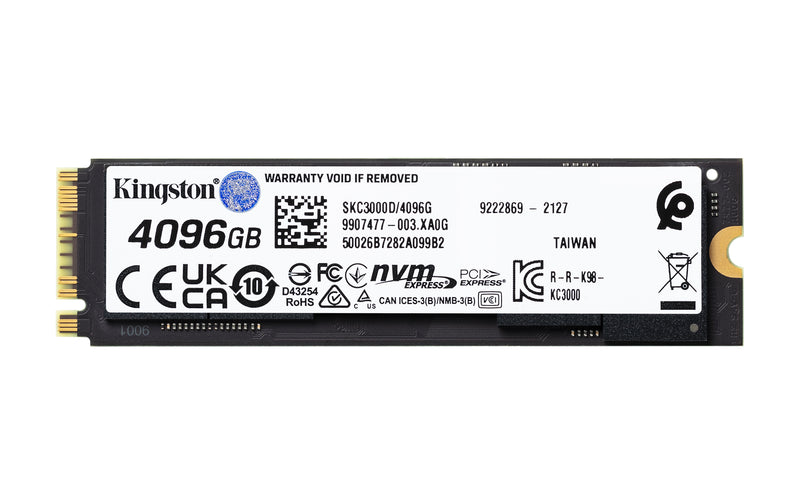 SKC3000D/4096G - SSD de 4TB Série KC3000 PCIe Ger. 4.0 M.2 2280 NVMe de alta performance (Leitura/Gravação: até 7000 MB/s).