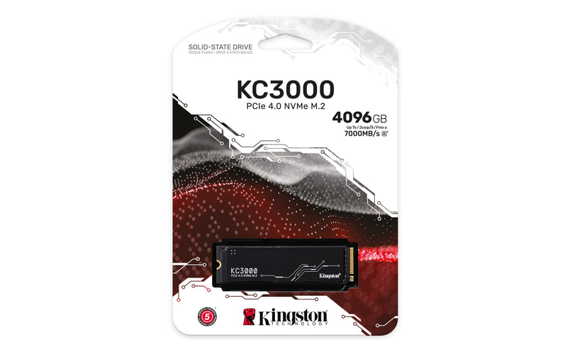 SKC3000D/4096G - SSD de 4TB Série KC3000 PCIe Ger. 4.0 M.2 2280 NVMe de alta performance (Leitura/Gravação: até 7000 MB/s).