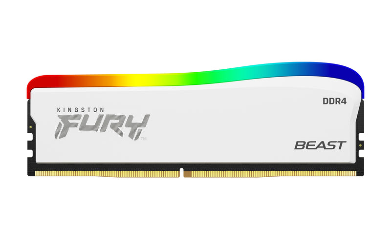 KF432C16BWA/8 - Memória de 8GB DIMM DDR4 3200Mhz FURY Beast White RGB 1,35V CL16 1Rx8 288 pinos para desktop/gamers (Edição especial).