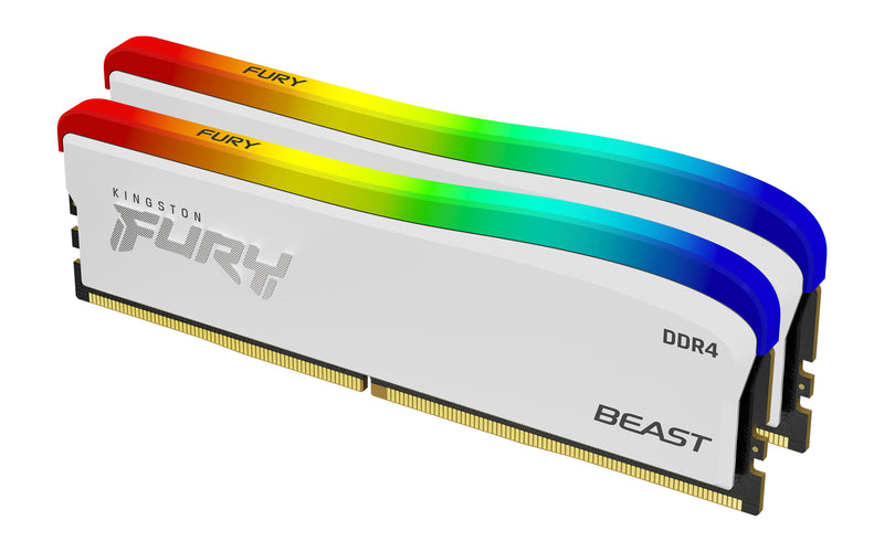 KF432C16BWAK2/16 - Kit de módulos de memória de 16GB (2 x 8GB) DIMM DDR4 3200Mhz FURY Beast White RGB 1,35V CL16 1Rx8 288 pinos para desktop/gamers (Edição especial).