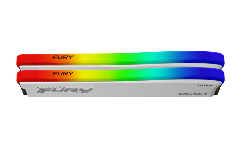 KF436C18BWAK2/32 - Kit de módulos de memória de 32GB (2 x 16GB) DIMM DDR4 3600Mhz FURY Beast White RGB 1,35V CL18 1Rx8 288 pinos para desktop/gamers (Edição especial).