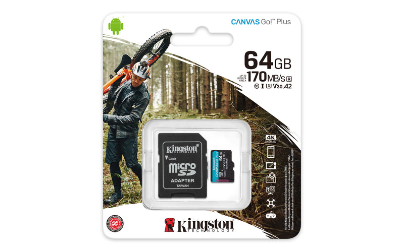 SDCG3/64GB - Cartão de memória microSD de 64GB Canvas Go Plus (Leitura = 170MB/s) com adaptador